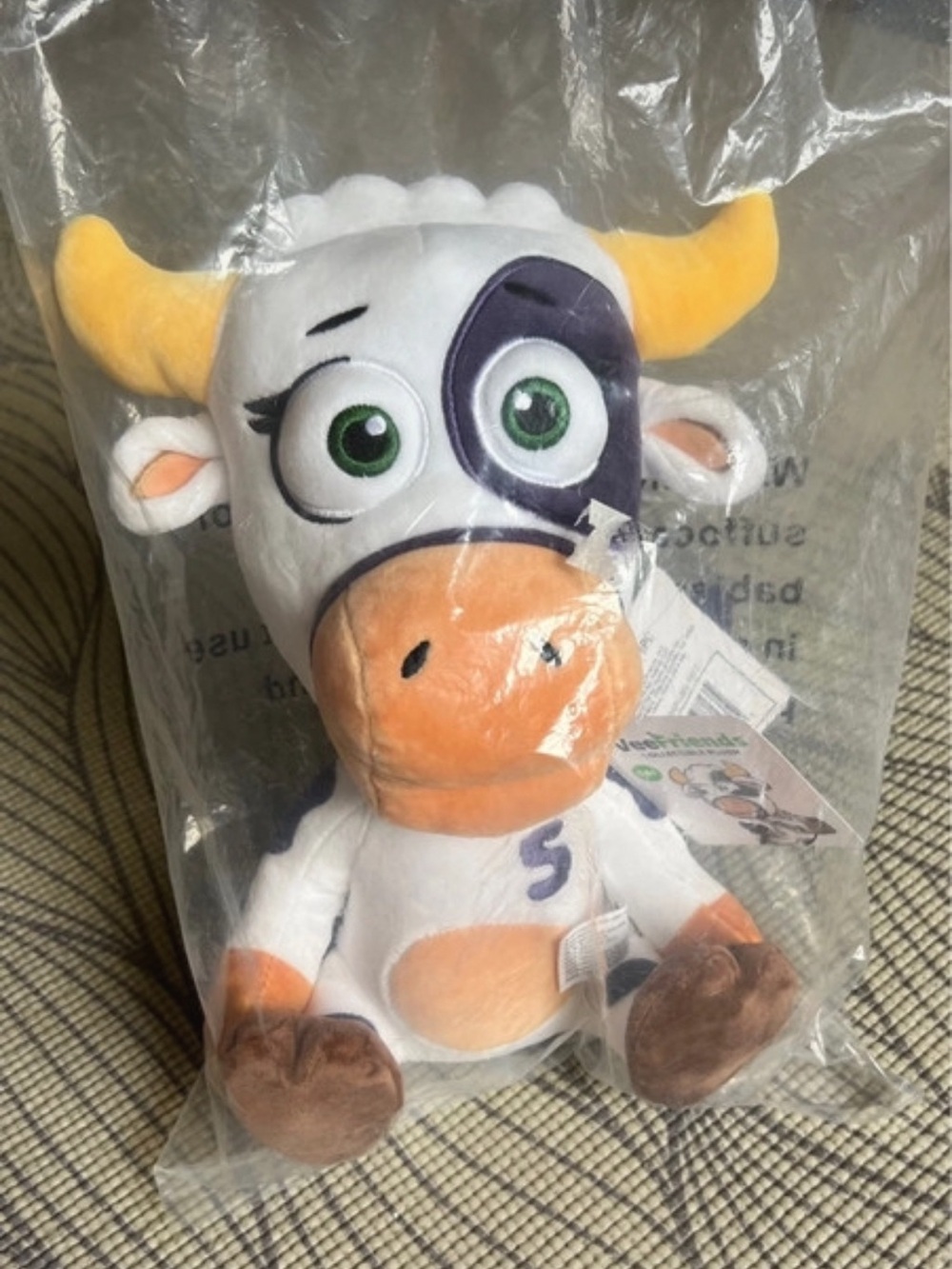 VeeFriends Plush Cow Stuffed Animal - White & Yellow Soft Cuddly Toy
